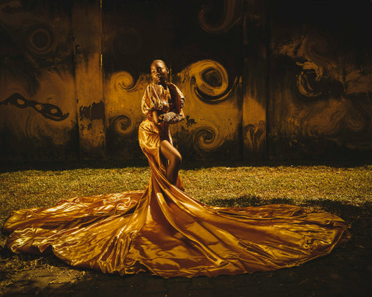 Robe de Soirée Chic Or Manches Courtes